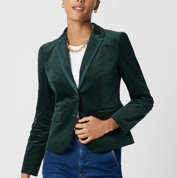 J. Crew Factory Jackets & Blazers - J. Crew Factory velvet schoolboy blazer Darkest Forest Green Size 16